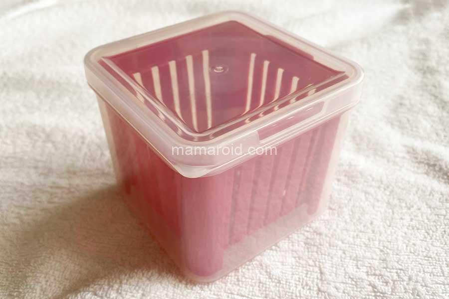 水切りできるカゴつき容器 ベジフルキューブコランダー ダイソー Mamaorid 水切りできるカゴつき容器 ベジフルキューブコランダー ダイソー Mamaorid